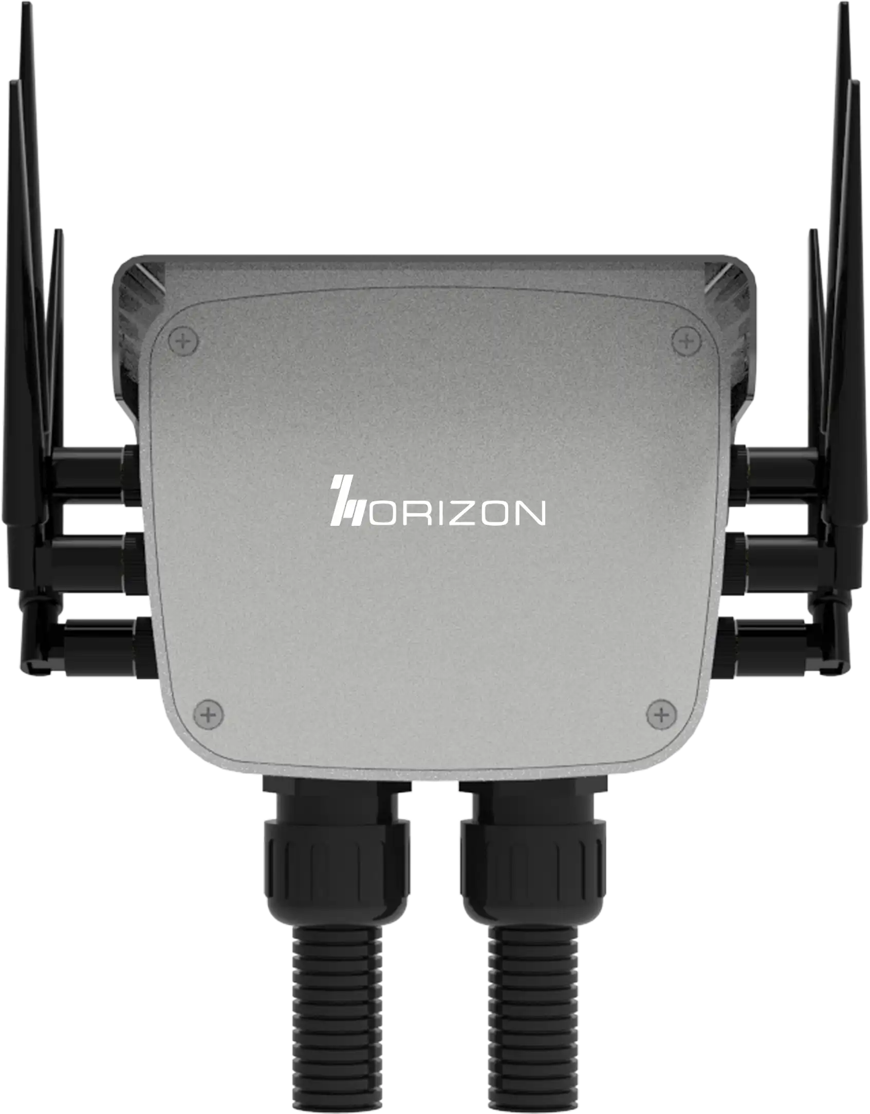 Horizon Powered CC1005G CBRS 5G LTE GSM Camera Back View metal plate concealing the I/O panal and horizon logo