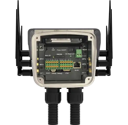 Horizon Powered CC1005G CBRS 5G LTE GSM Camera Back View Showing the I/O panal